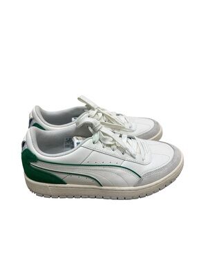 Puma premier court archive Cream Low-Top Sneakers Green Stripe lace up size 7